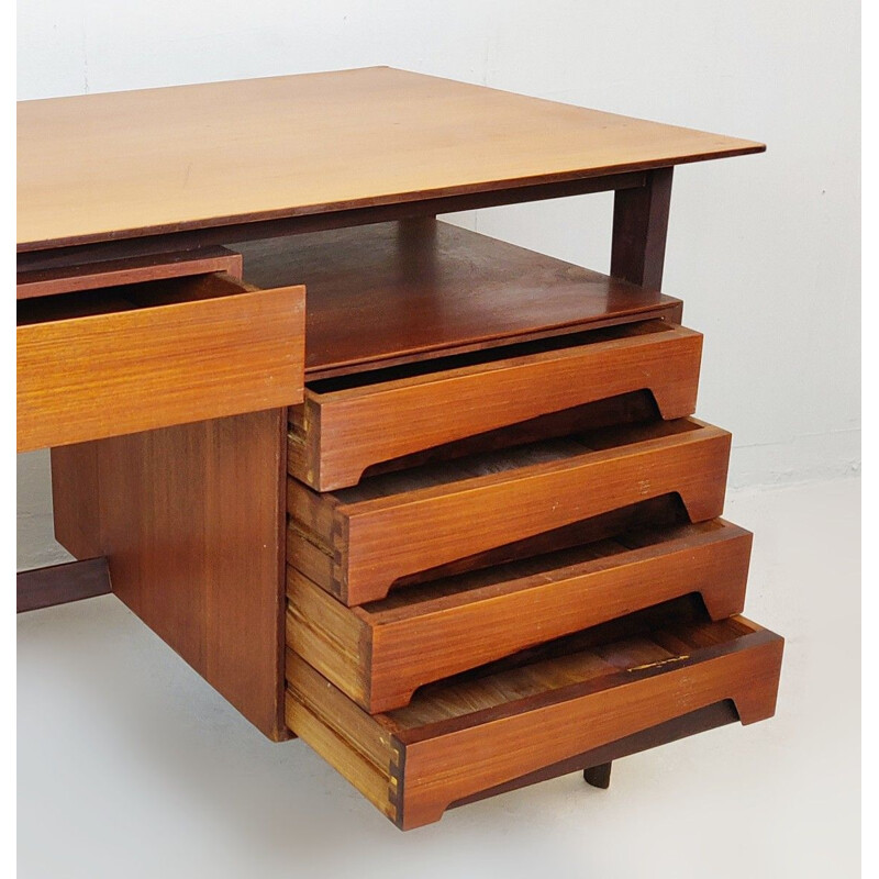 Vintage Italian teak desk by Edmondo Palutari for Dassi 1950s