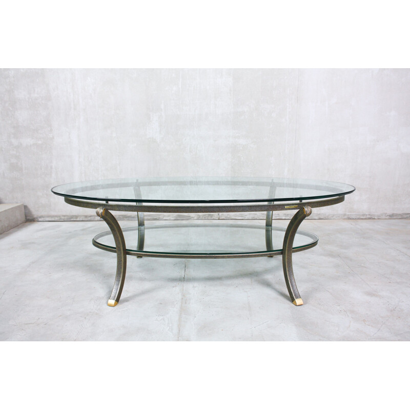 Vintage Oval Coffee Table by Pierre Vandel French 1970s