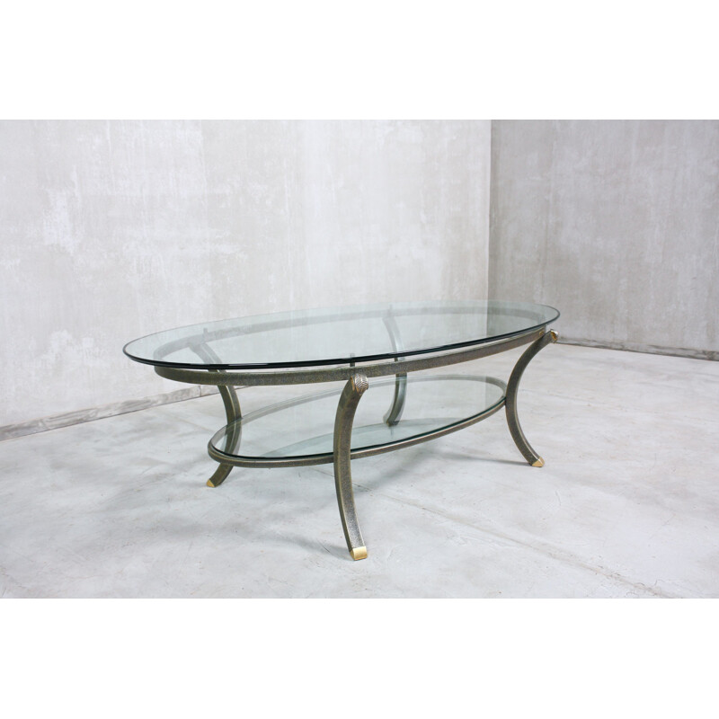 Vintage Oval Coffee Table by Pierre Vandel French 1970s