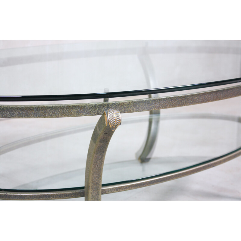 Vintage Oval Coffee Table by Pierre Vandel French 1970s