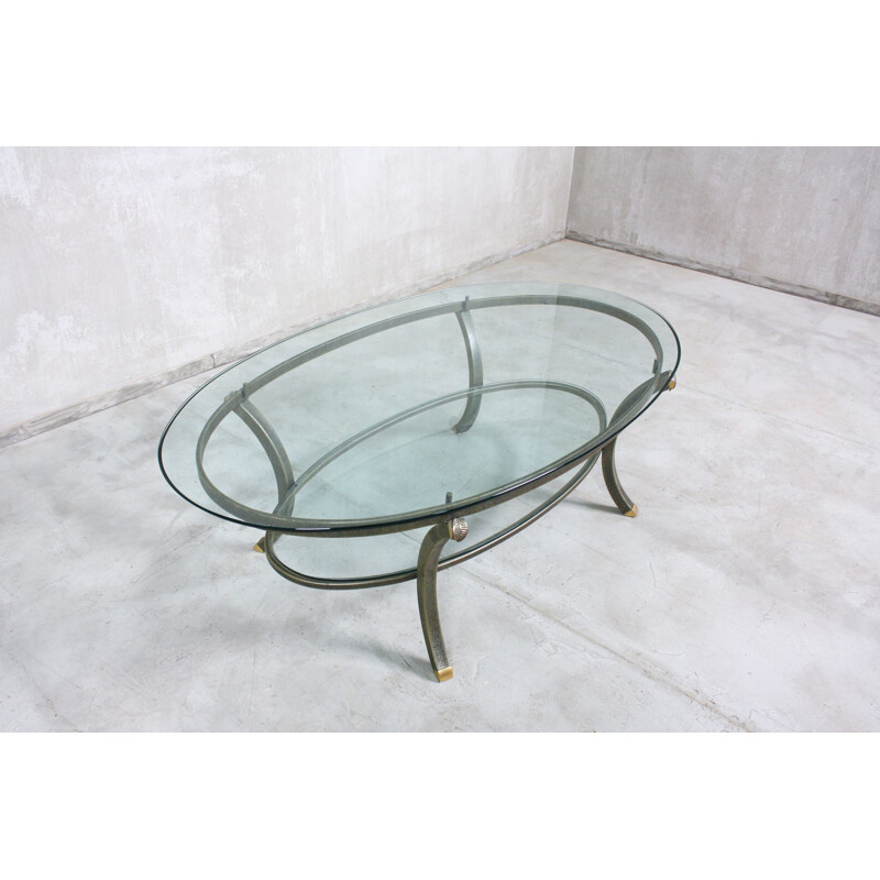 Vintage Oval Coffee Table by Pierre Vandel French 1970s