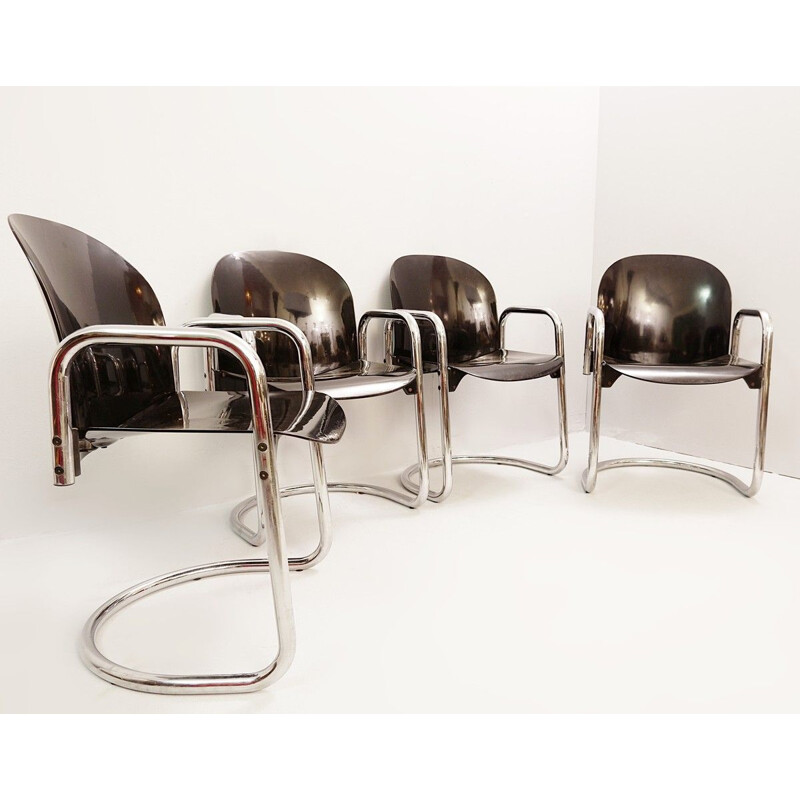 Conjunto de 4 Cadeiras Vintage Cromadas por Tobia Scarpa para B