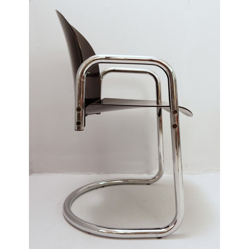 Set of 4 Vintage Chrome Chrome Dining Room Chairs by Tobia Scarpa for B&B Italia 1970