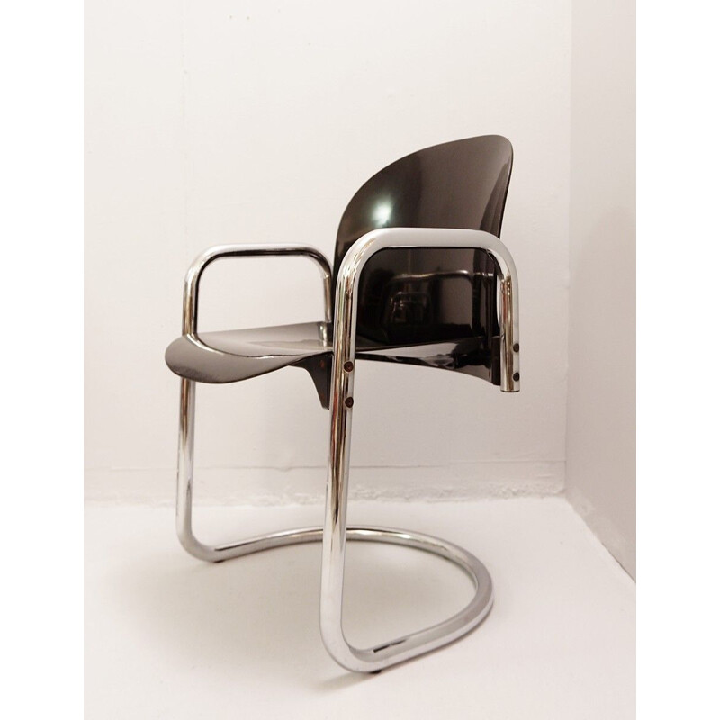 Set van 4 verchroomde vintage stoelen van Tobia Scarpa voor B