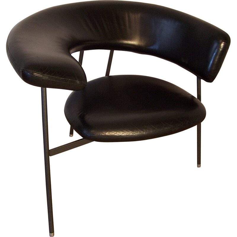 Leolux Divi Divi lounge chair in leather and metal, Mark Van Tilburg - 1990s