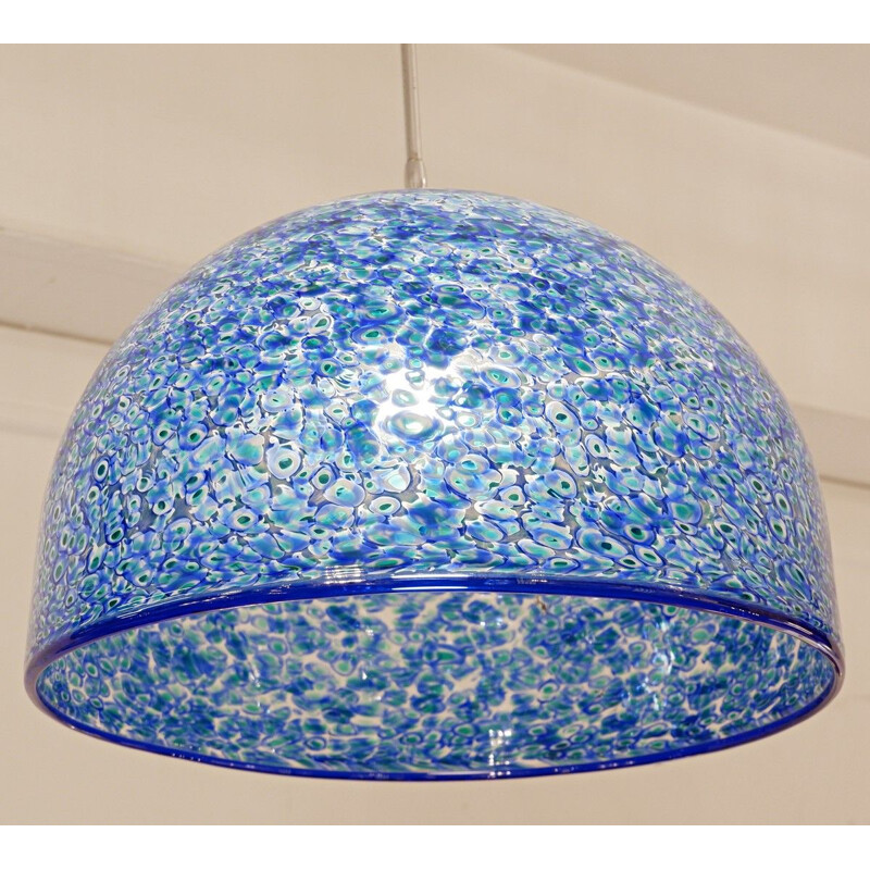 Vintage blue ceiling light Gae Aulenti, Murano, 1970