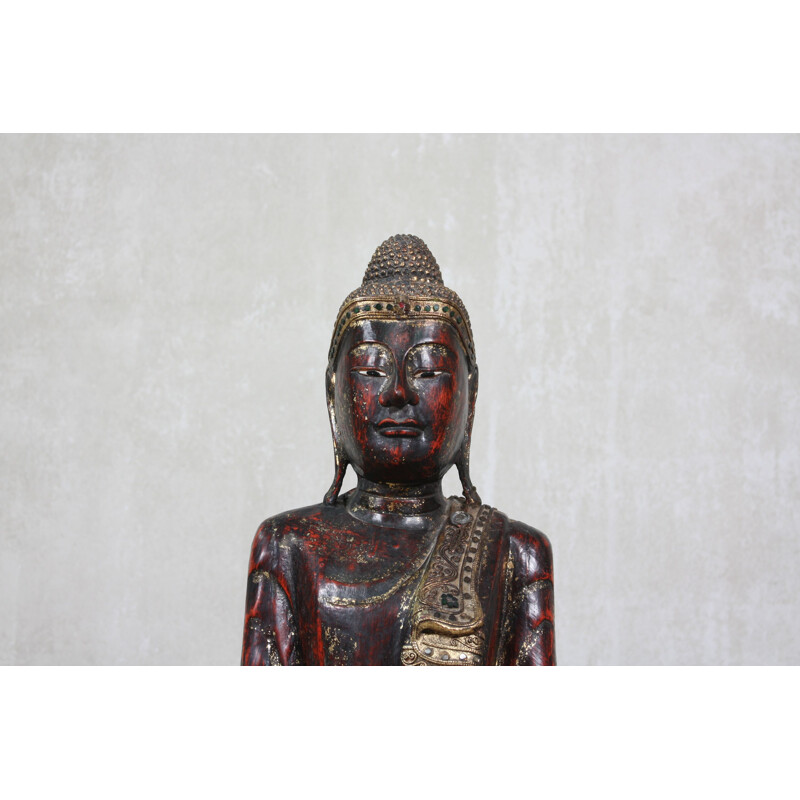 Paire de sculptures bouddhas Mandalay vintage