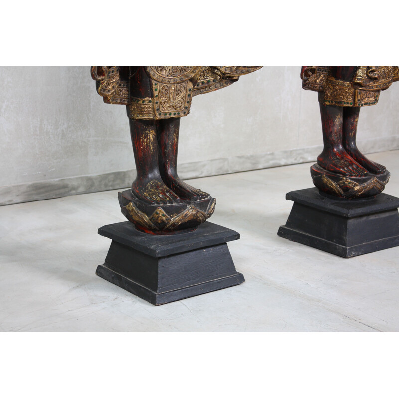 Paire de sculptures bouddhas Mandalay vintage