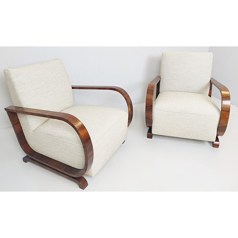 Pair of Austro-Hungarian Art Deco Vintage Armchairs