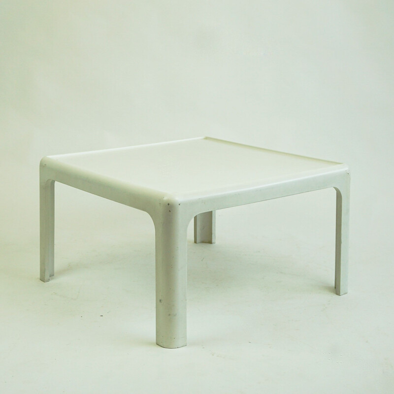 Table basse vintage carrée blanche de peter Ghyzhy pour Horn, Allemagne 1970