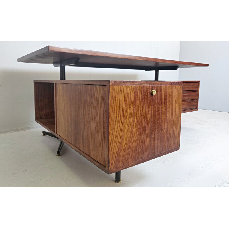 Vintage Rosewood Executive Desk by Osvaldo Borsani for Tecno Italy 1970