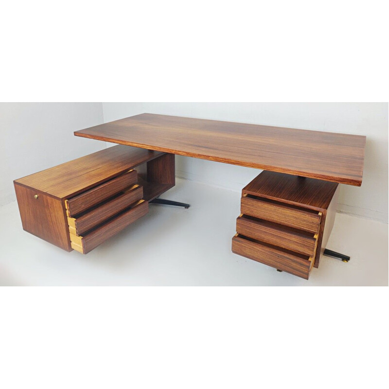 Vintage Rosewood Executive Desk by Osvaldo Borsani for Tecno Italy 1970