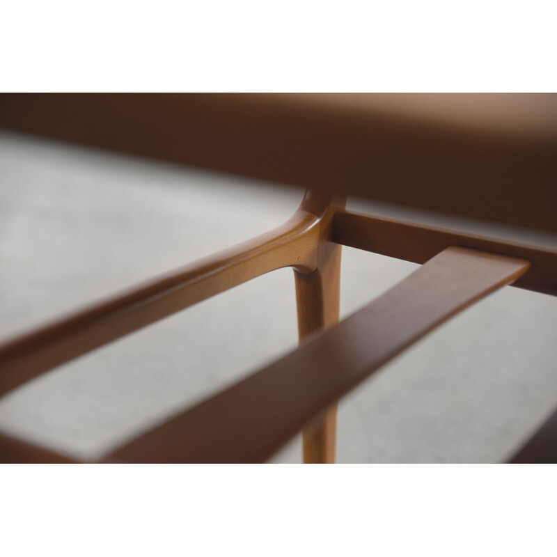 Vintage Scandinavian teak coffee table with shelf 1960