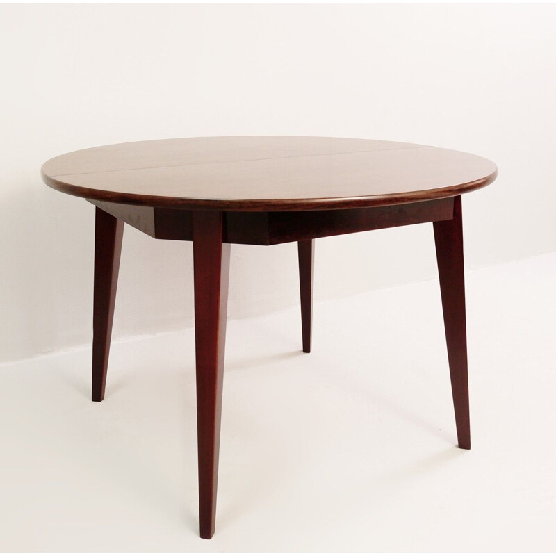 Vintage Italian rosewood circular extensible dining table 