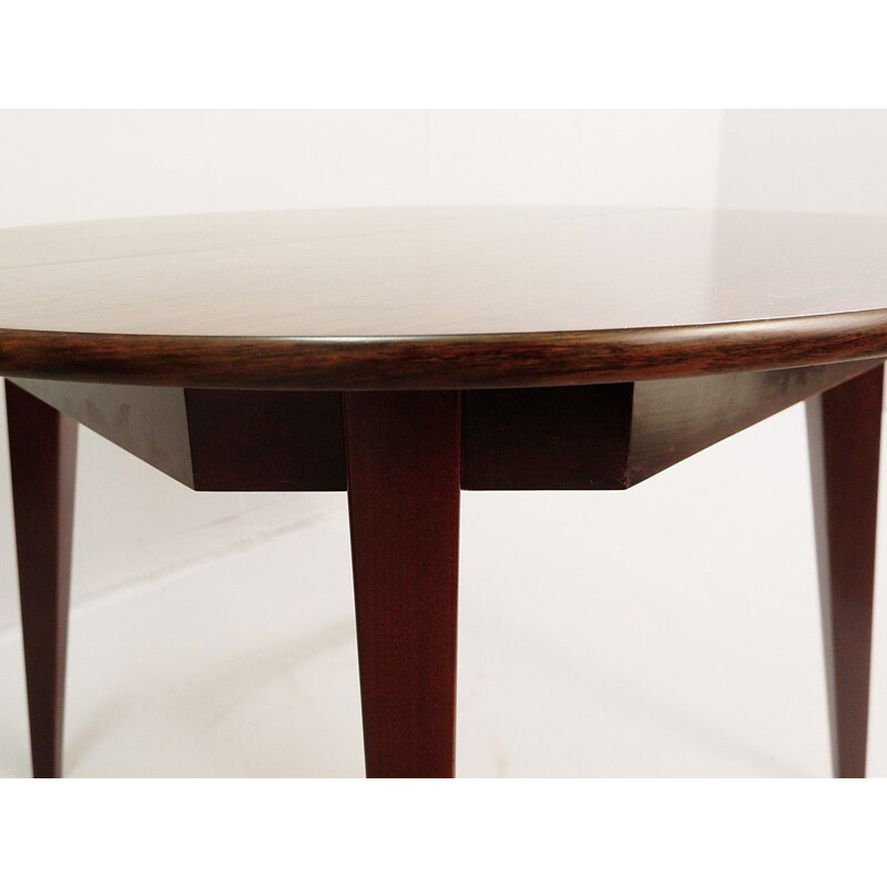 Vintage Italian rosewood circular extensible dining table 