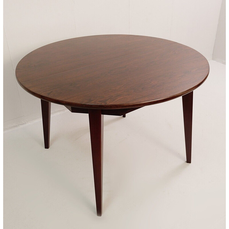 Mesa de comedor circular italiana de época en madera de palisandro