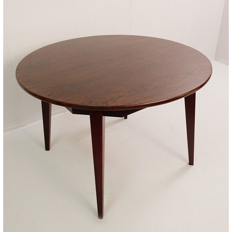 Vintage Italian rosewood circular extensible dining table 