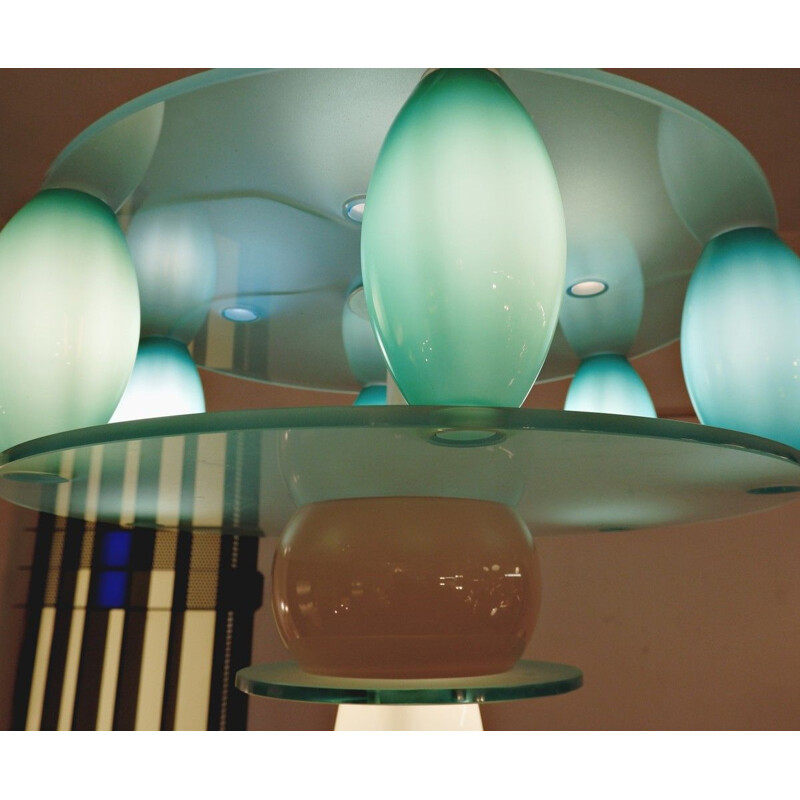 Vintage glass chandelier in postmodern, Alessandro Mendini