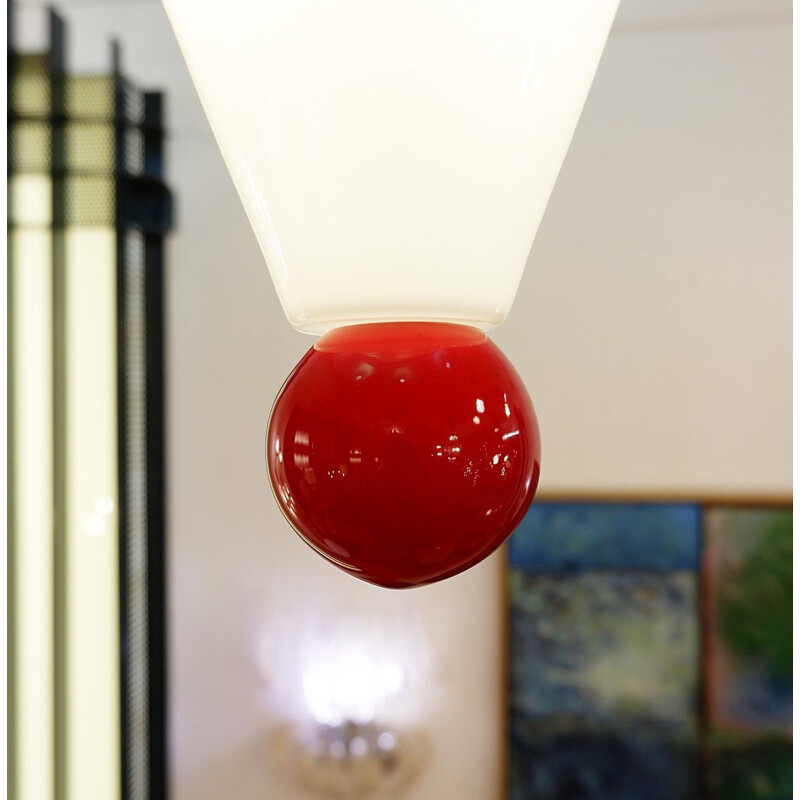Vintage glass chandelier in postmodern, Alessandro Mendini