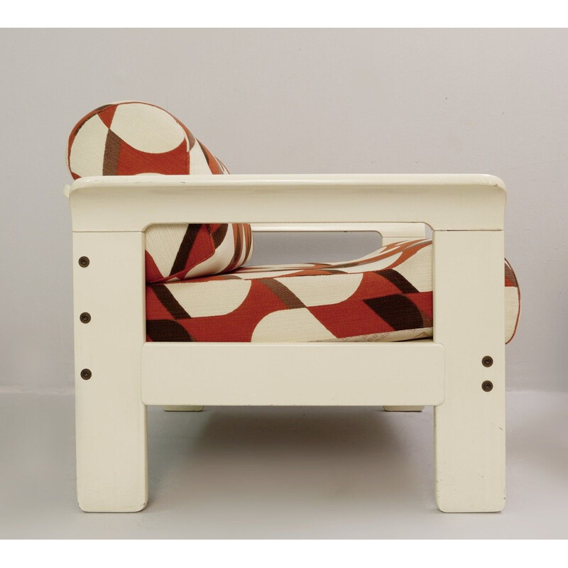 Vintage-Sesselpaar Silvano Passi aus cremefarben lackiertem Holz 1970