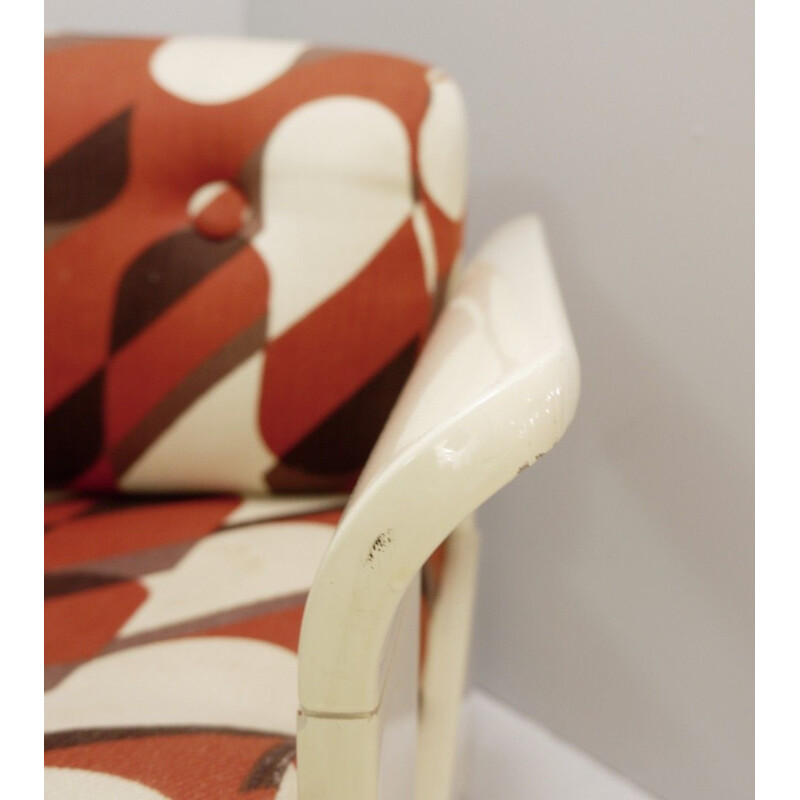 Paire de fauteuils vintage Silvano Passi en Bois laqué crème 1970