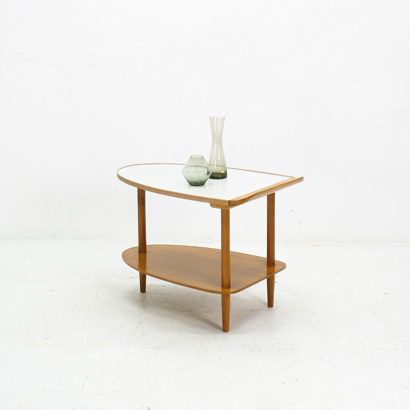 Tripod side table in cherrywood and formica - 1950s