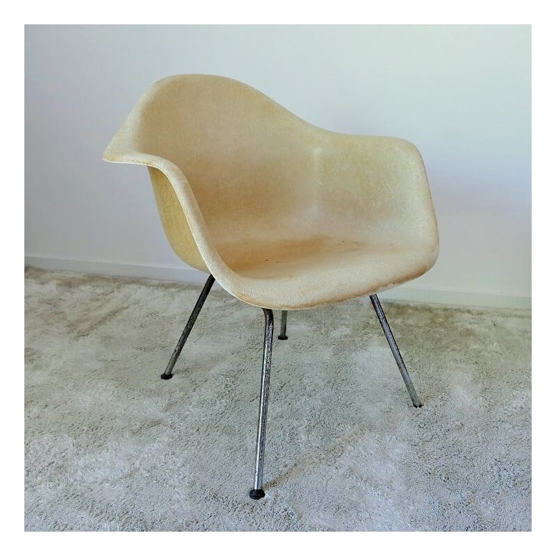 Fauteuil blanc vintage "LAH" Charles et Ray Eames 1955