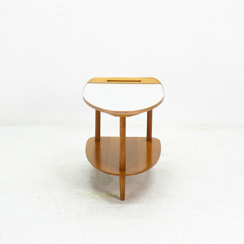 Tripod side table in cherrywood and formica - 1950s