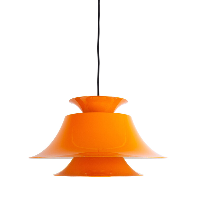 Vintage orange pendant lamp Radius by Erik Balslev, Fog og Mørup, Denmark, 1977