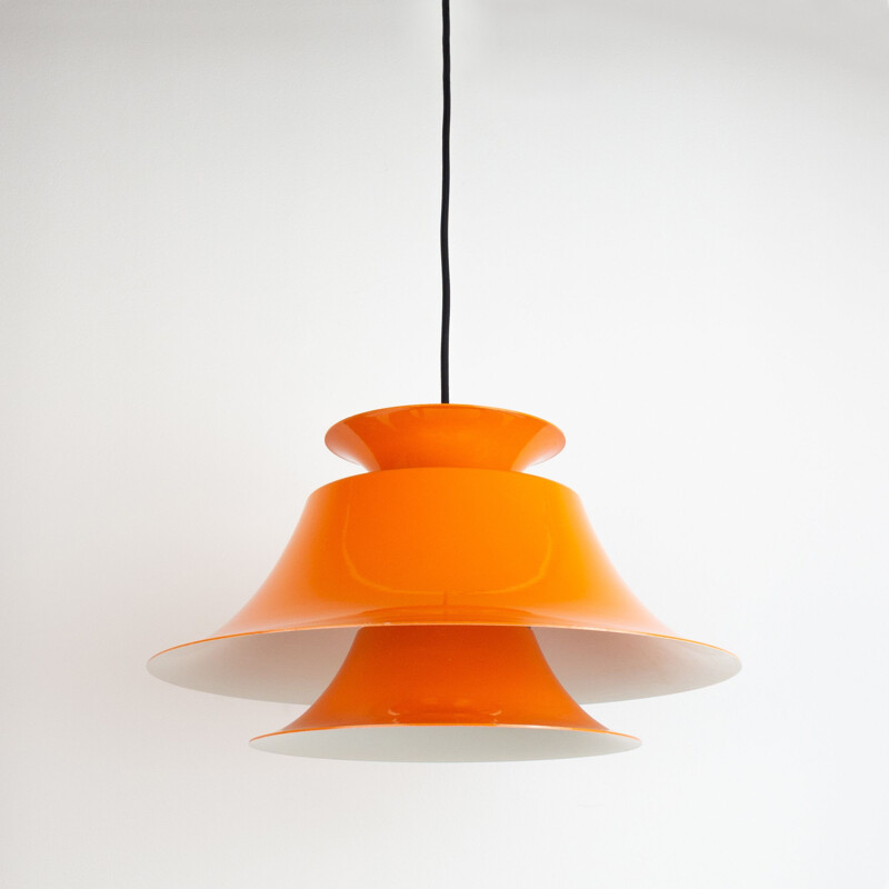 Vintage orange pendant lamp Radius by Erik Balslev, Fog og Mørup, Denmark, 1977