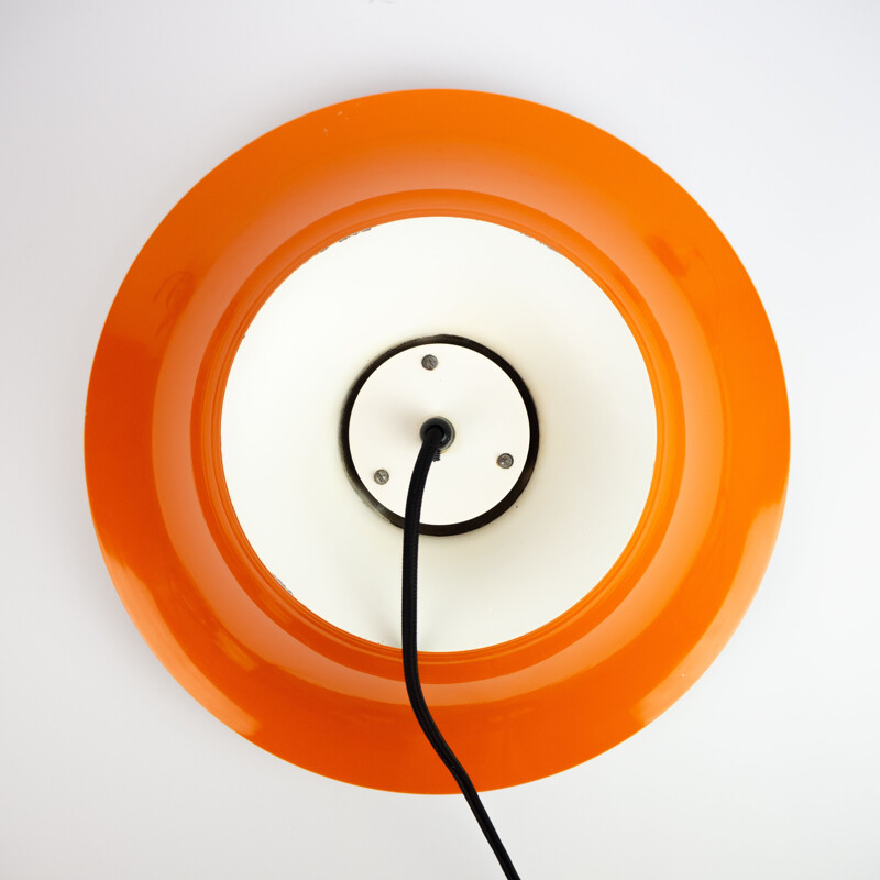 Vintage orange pendant lamp Radius by Erik Balslev, Fog og Mørup, Denmark, 1977