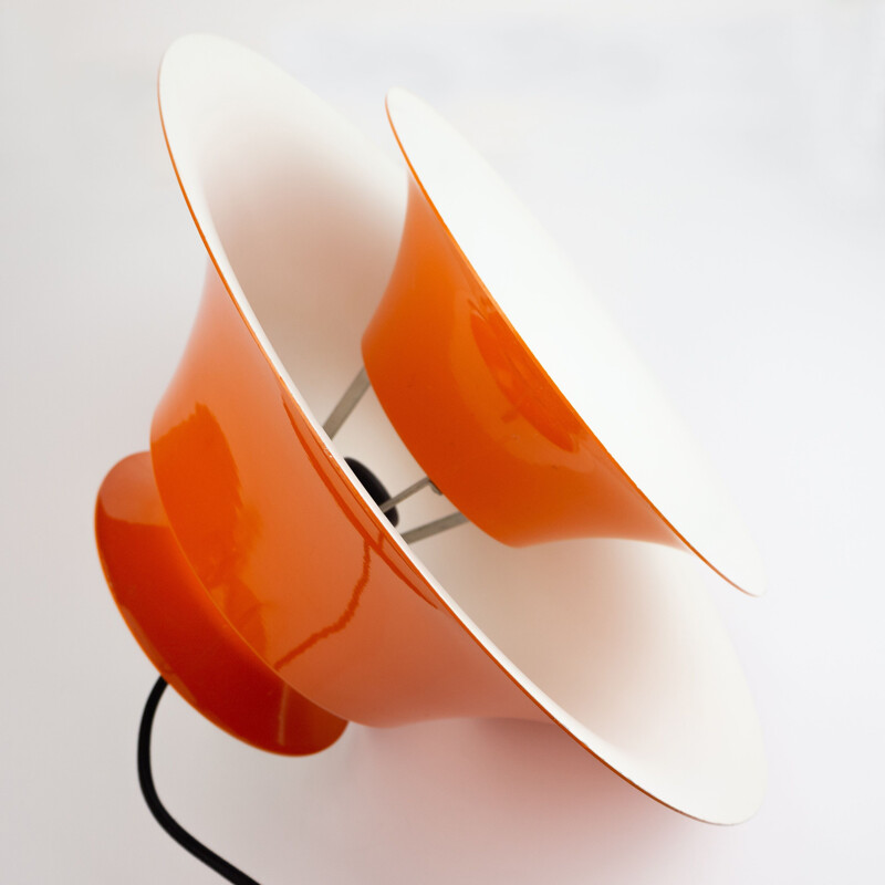 Vintage orange pendant lamp Radius by Erik Balslev, Fog og Mørup, Denmark, 1977