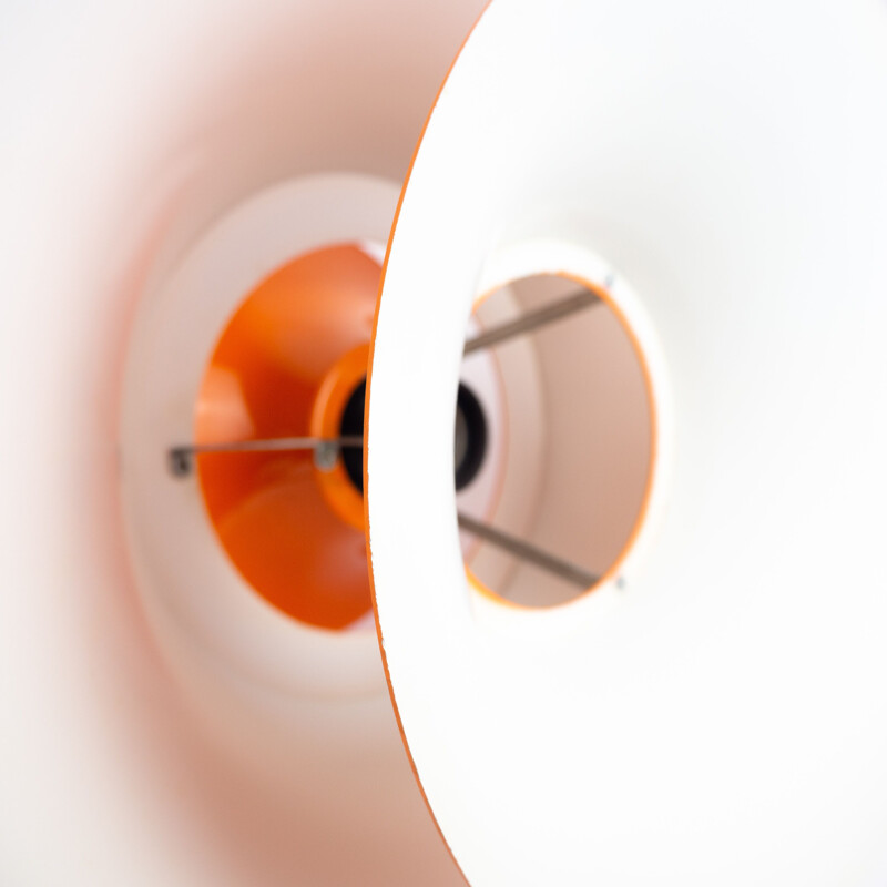 Vintage orange pendant lamp Radius by Erik Balslev, Fog og Mørup, Denmark, 1977