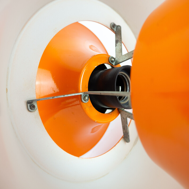 Vintage orange pendant lamp Radius by Erik Balslev, Fog og Mørup, Denmark, 1977