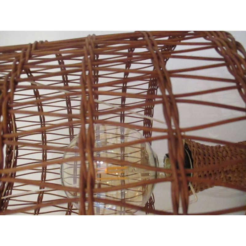 Vintage rattan and wicker lamp 1960