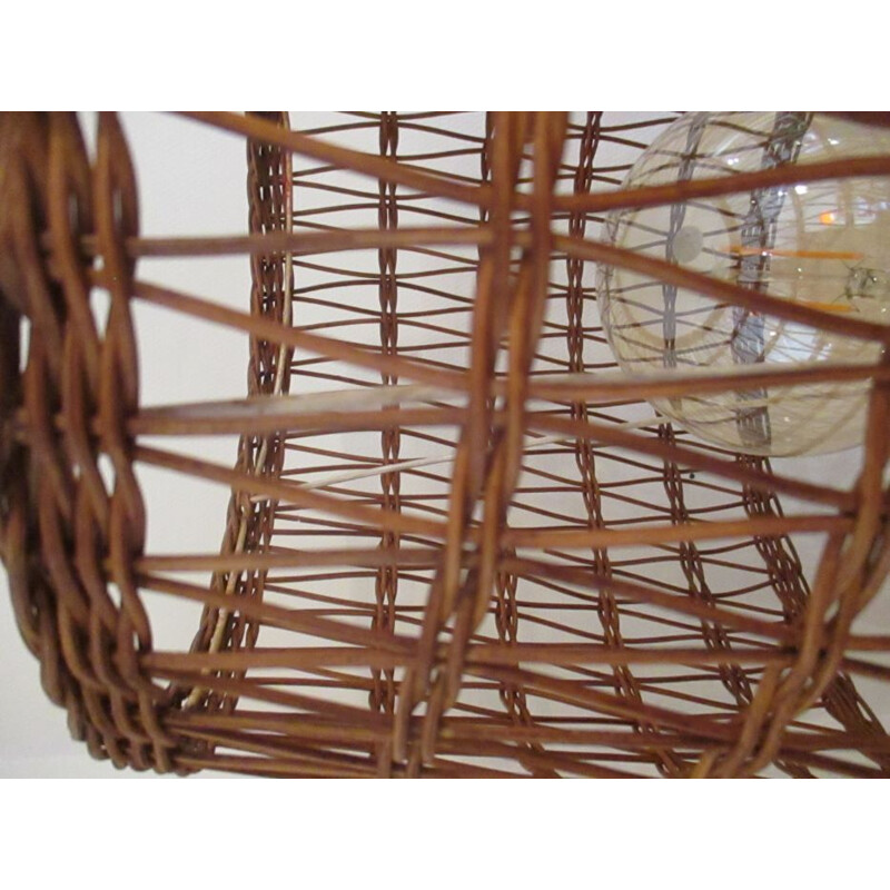 Vintage rattan and wicker lamp 1960