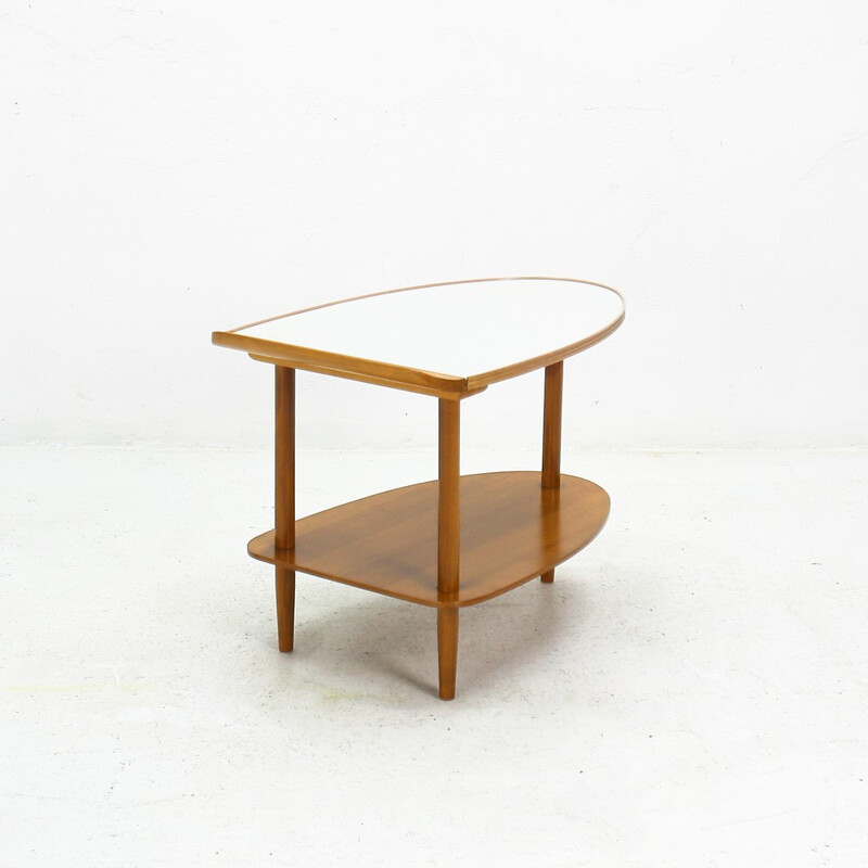Tripod side table in cherrywood and formica - 1950s