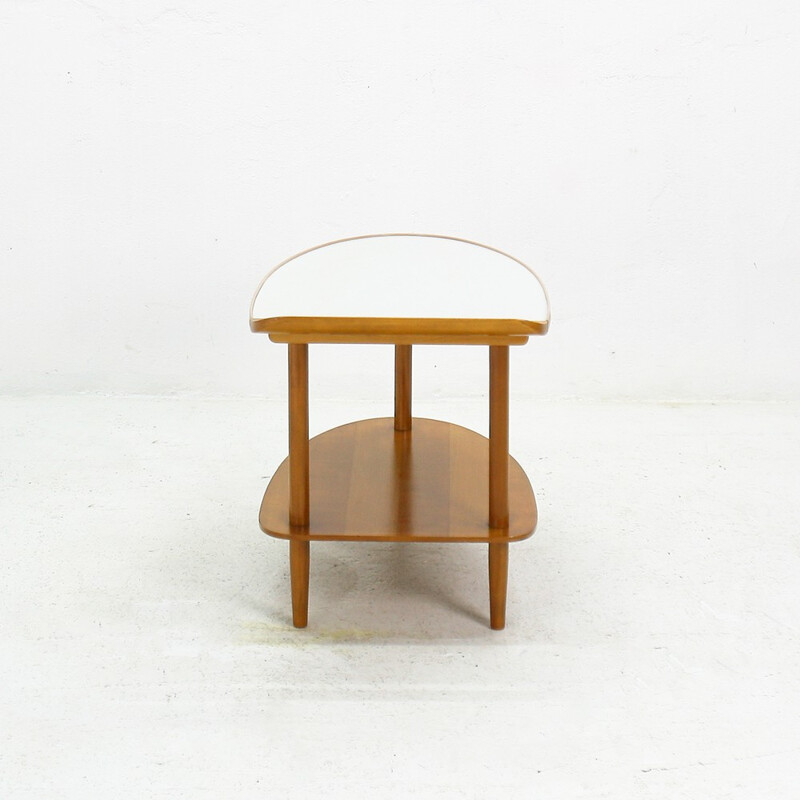 Tripod side table in cherrywood and formica - 1950s