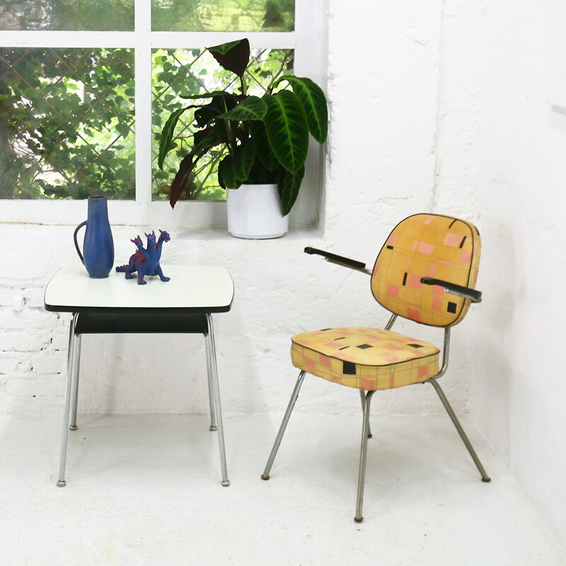 White square side table in formica and steel - 1950s