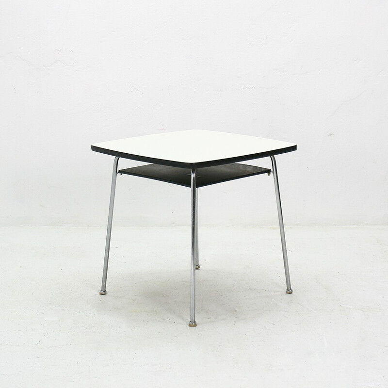 White square side table in formica and steel - 1950s