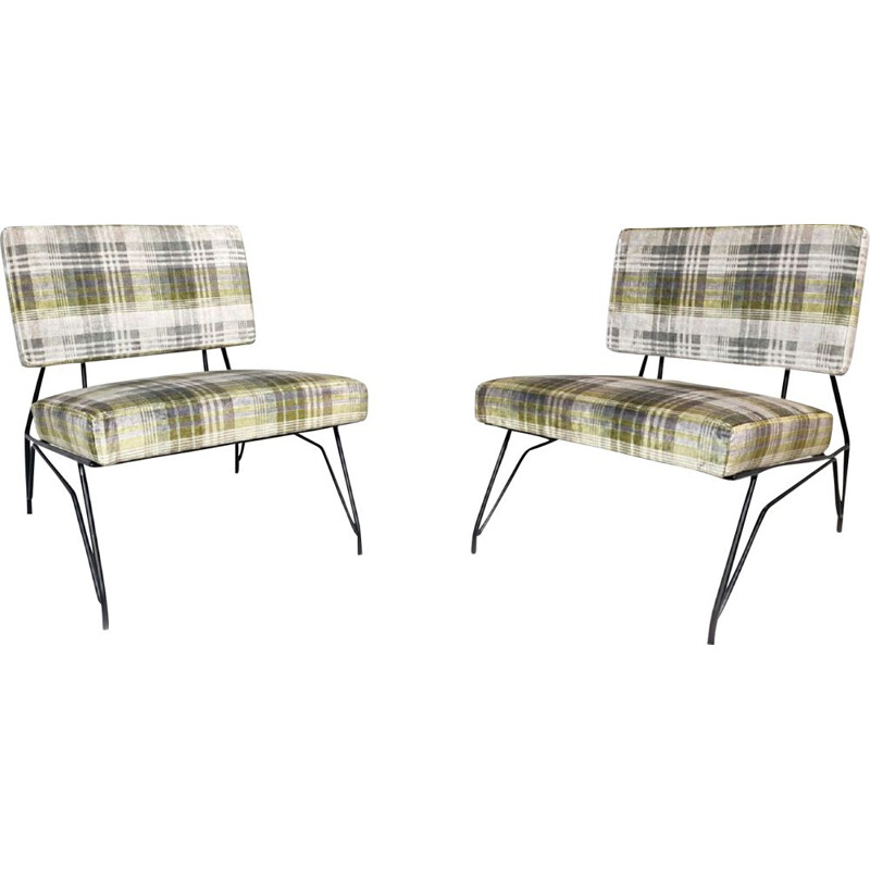 Pair of vintage lounge armchairs by Cerruti Di Lissone Italy 1950