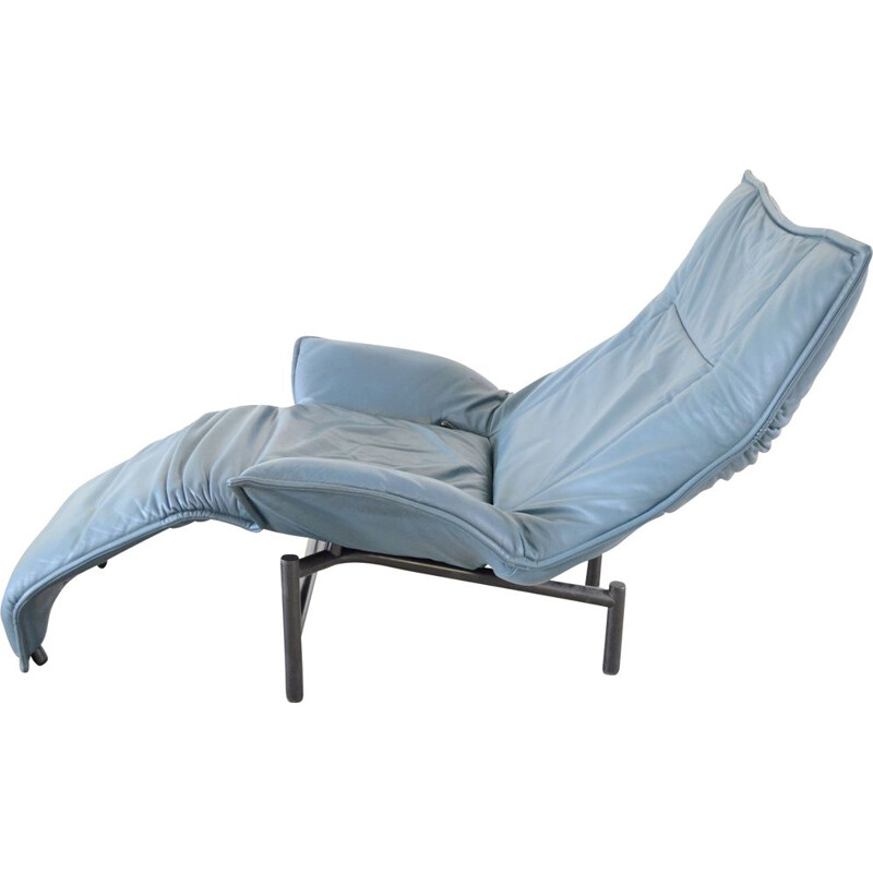 Blue vintage Cassina Veranda lounge chair by Vico Magistretti 1983