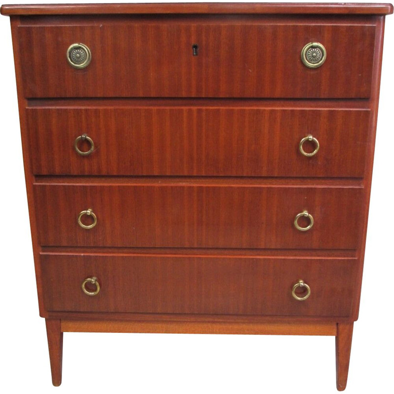 Vintage mahogany veneer chest of drawers 1960