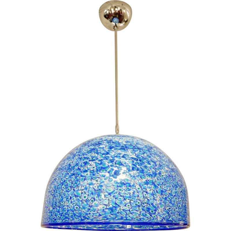 Vintage blue ceiling light Gae Aulenti, Murano, 1970