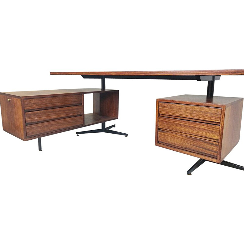 Vintage Rosewood Executive Desk by Osvaldo Borsani for Tecno Italy 1970