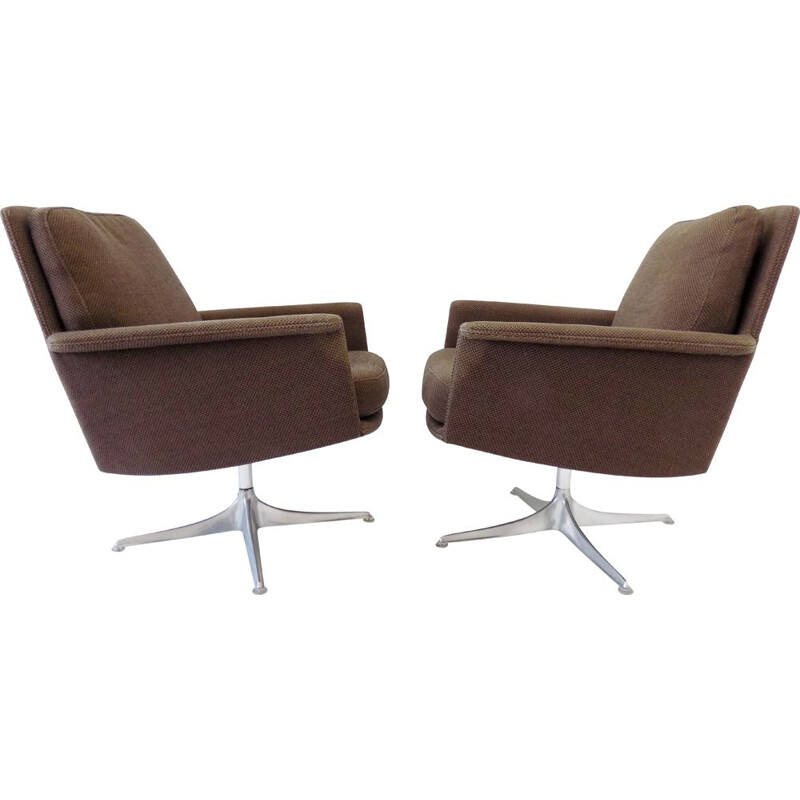 Paire of  vintage brown lounge chairs Cor Sedia by Horst Brüning 1960