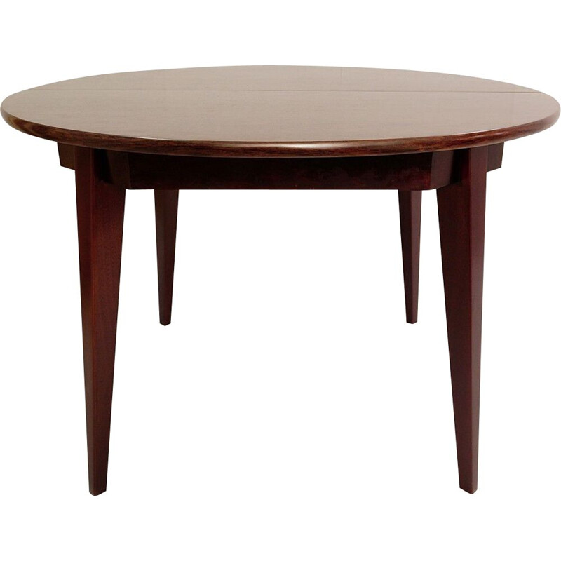 Mesa de comedor circular italiana de época en madera de palisandro