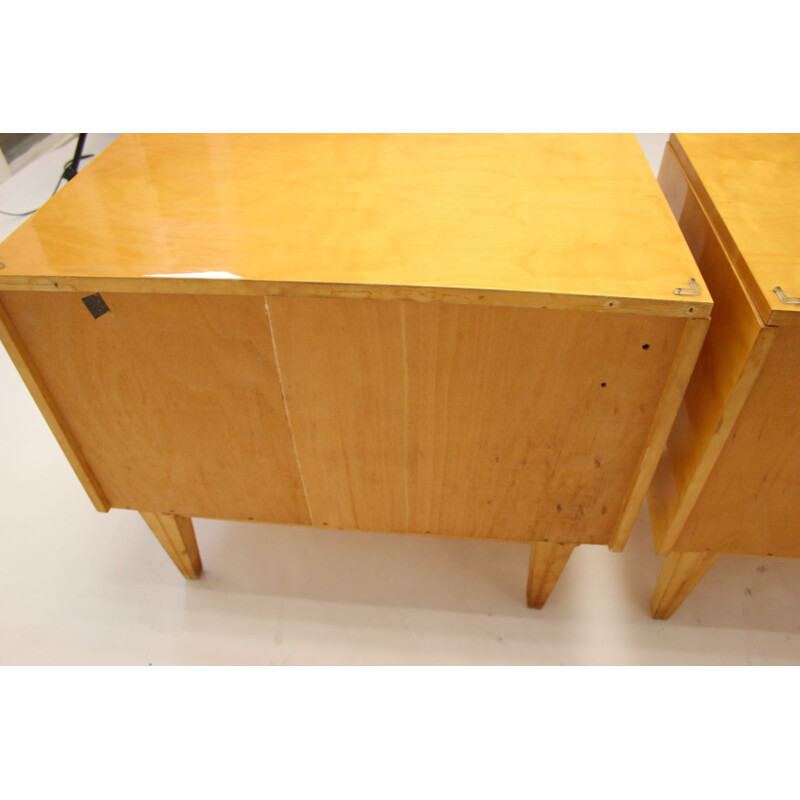 Pair of vintage bedside tables with drawer and flap 1960