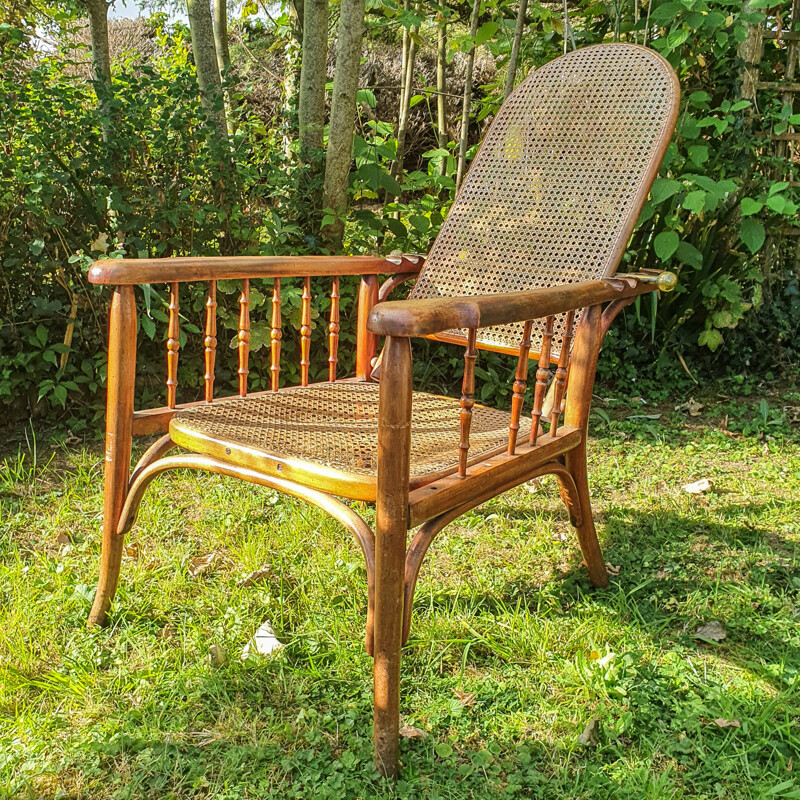 Vintage adjustable bentwood armchair Fischel 1910