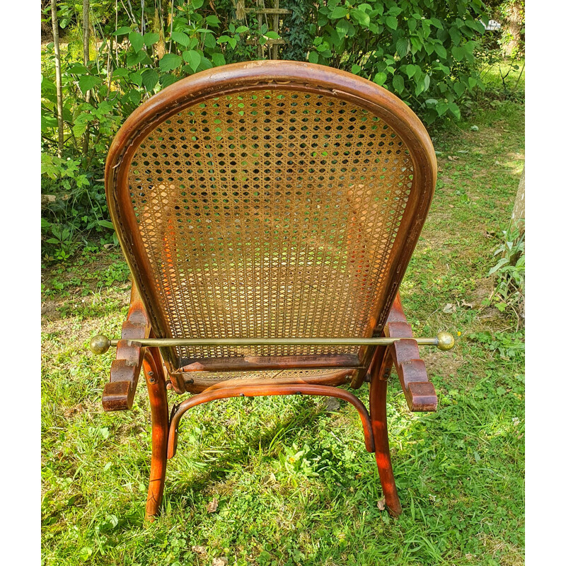 Fischel 1910 vintage verstelbare gebogen houten fauteuil